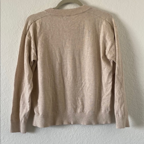 J. Crew Tan Crewneck Sweater with Ribbed Detailing - Picture 2 of 5